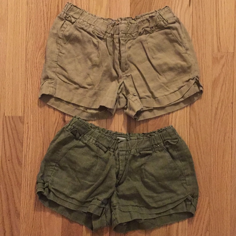 Old Navy Green and Beige Linen Shorts